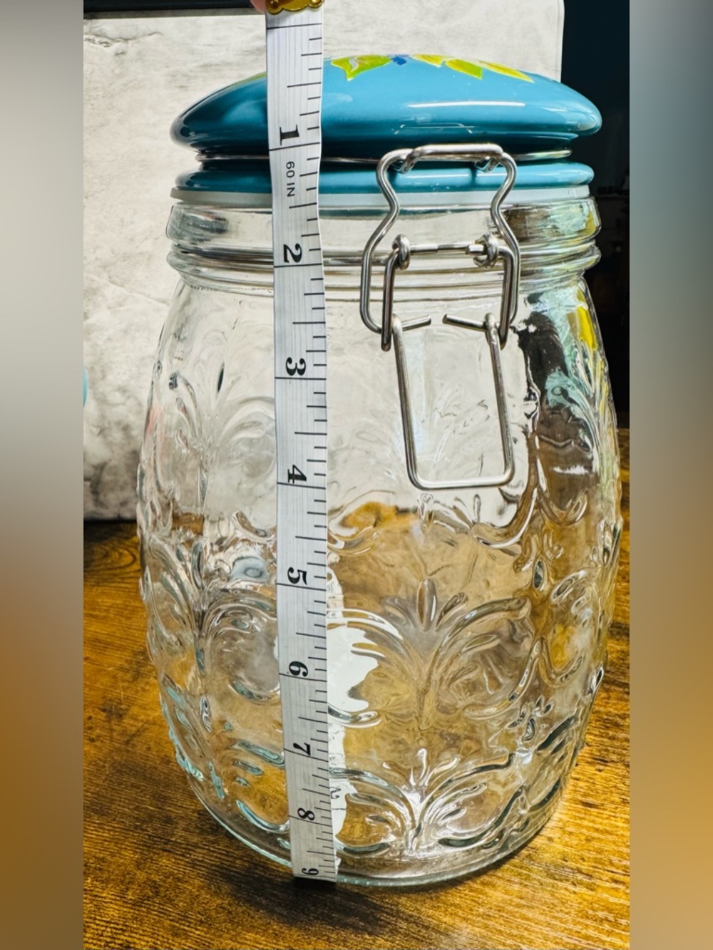 Pioneer Woman Spring Bouquet 106 oz Glass Canister Jar w Ceramic Lid Floral - Picture 7 of 8